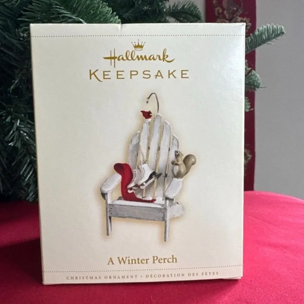 Hallmark Keepsake A Winter Perch 2006 Winter Adirondack Chair Ornament QXG2786
